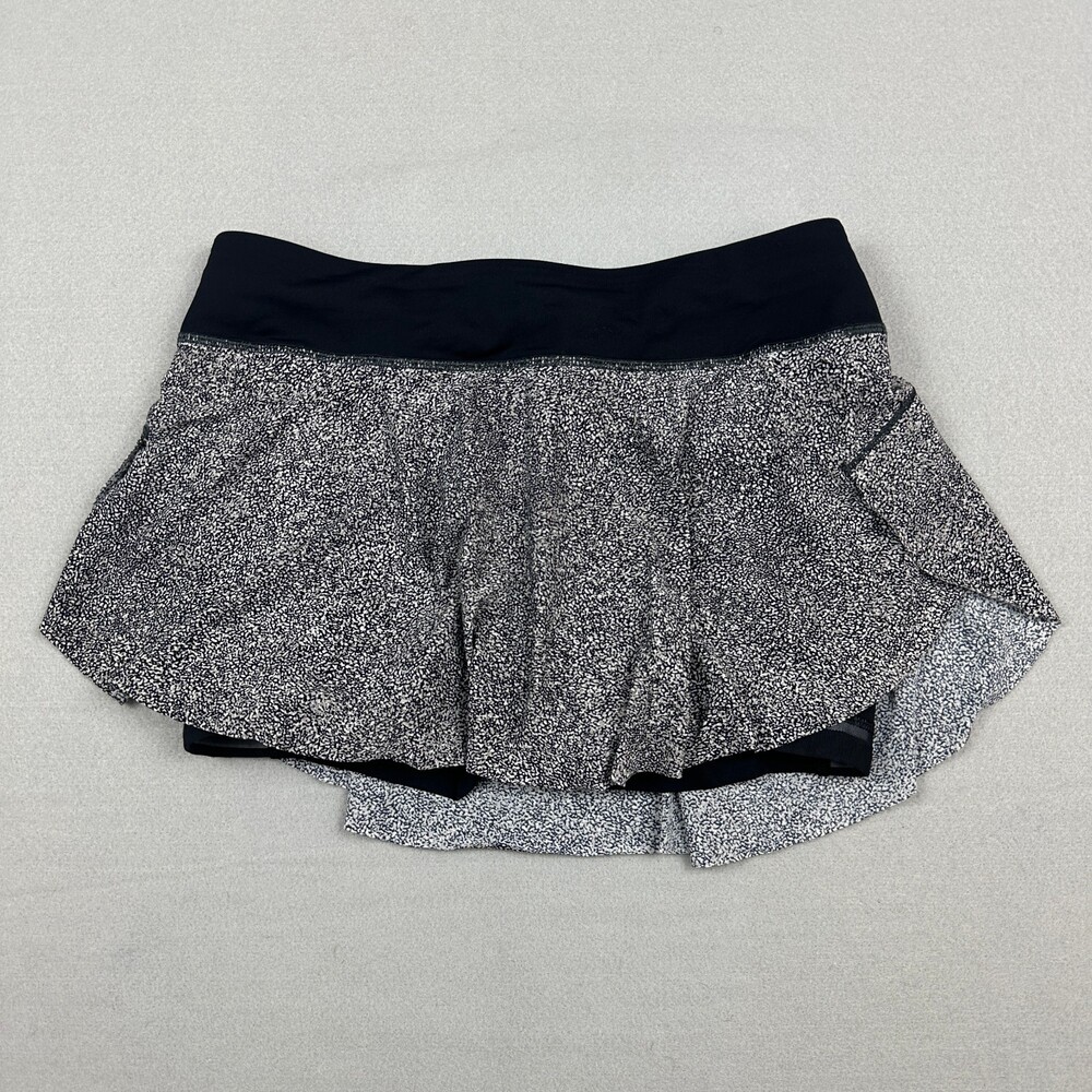 Lululemon Pace Break Skirt Women 4 Black Tiered Skort Liner Tennis Stretch